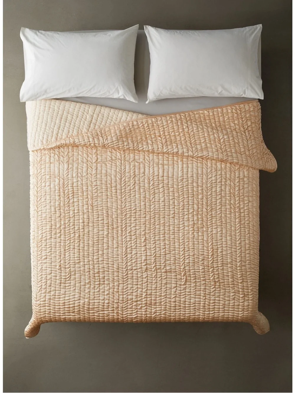 Urban Outfitters Queen Plush Ruched Peach/Sand Comforter